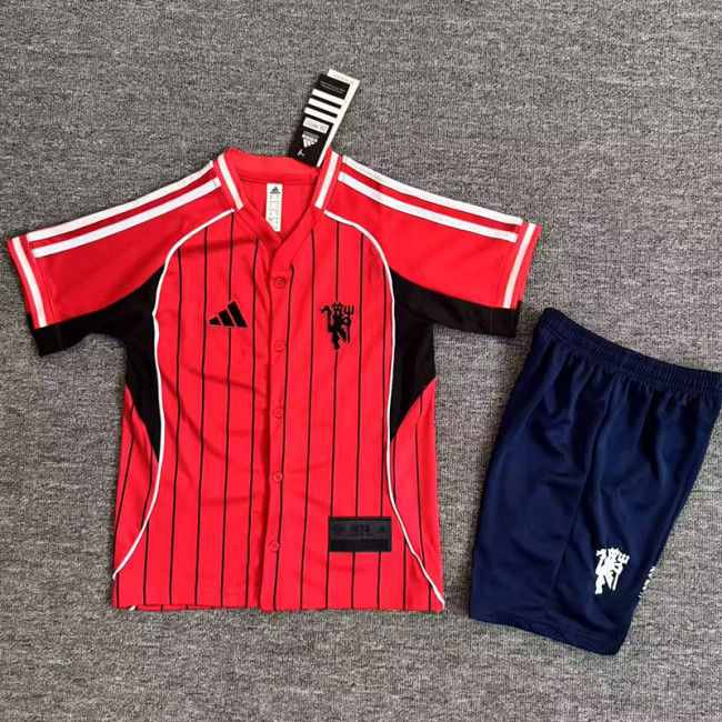 2025-26 Man Utd Red Casual Edition Kids Baseball Jersey