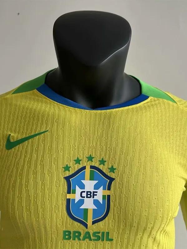 25-26 Brazil W Home Long Sleeve Player Version Soccer Jersey (长袖球员)(带星)