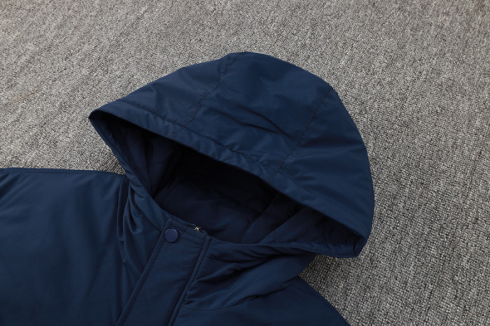 24-25 Sao Paulo Royal Blue Hooded Windbreaker Fabric Cotton Coat #G259