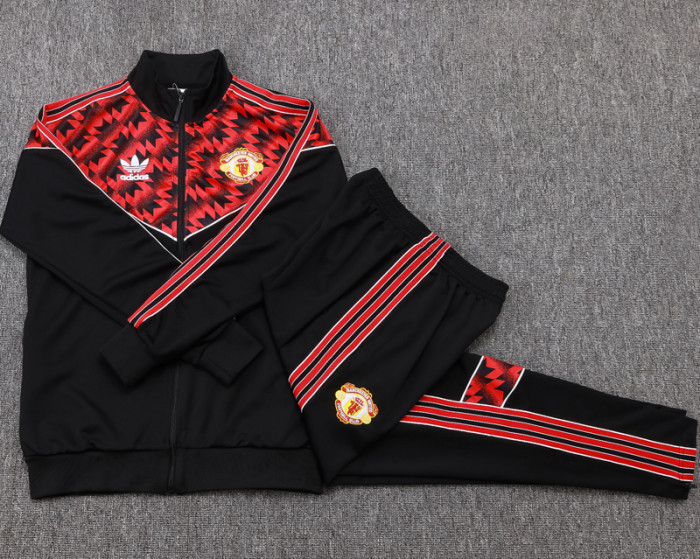 2025-26 Man Utd Black Red Kids Jacket Tracksuit#E25105(童装）