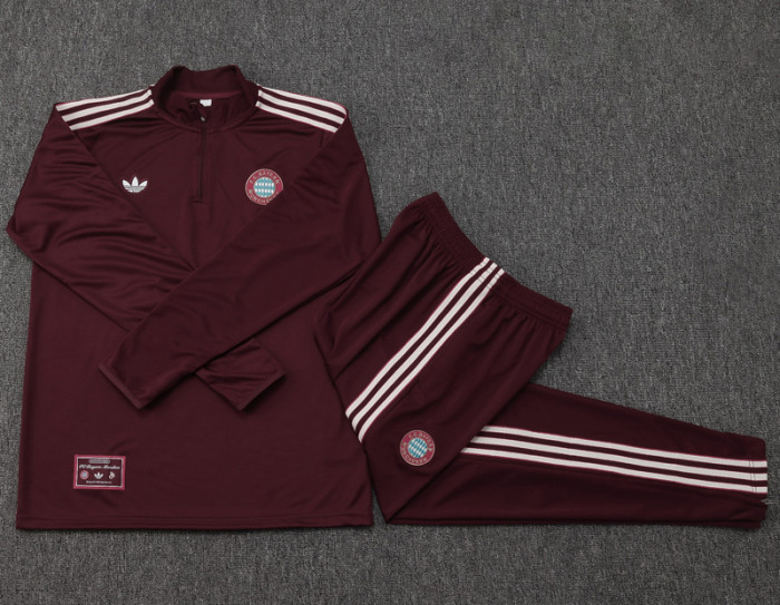 25-26 Bayern Deep Red Half Pull Tracksuit #B2512(半拉链)
