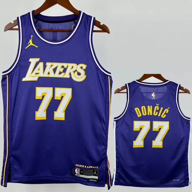 2025-26 Lakers DONCIC #77 Purple Top Quality Hot Pressing NBA Jersey (Trapeze Edition) 飞人版