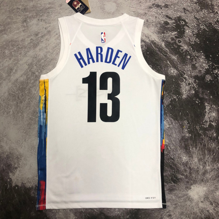22-23 NETS HARDEN #13 White City Edition Top Quality Hot Pressing NBA Jersey
