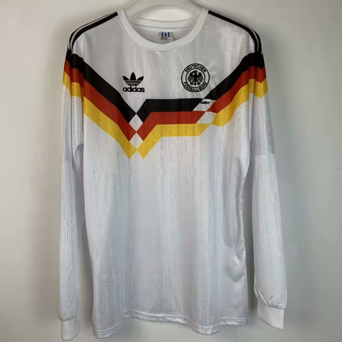 1990 Germany Home Long Sleeve Retro Soccer Jersey (长袖)
