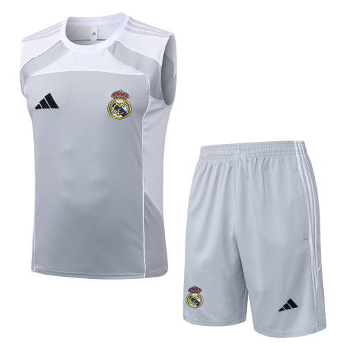 2025-26 RMA Grey white Tank top and shorts suit#D25151