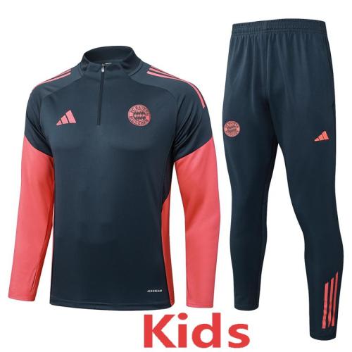 25-26 Bayern Dark gray Kids Half Pull Tracksuit #E25155(童装)(半拉链)