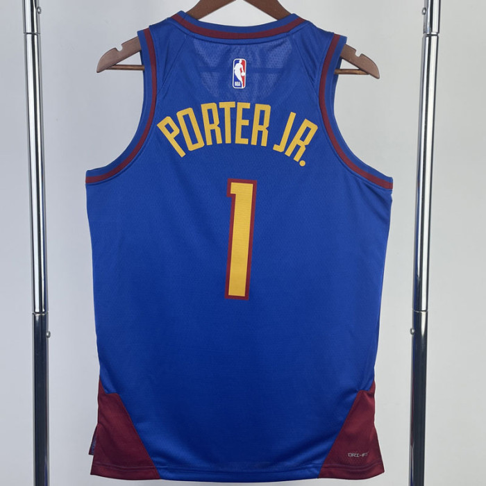 22-23 Nuggets PORTER JR. #1 Blue Top Quality Hot Pressing NBA Jersey (Trapeze Edition) 飞人版