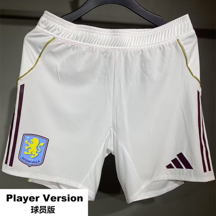 2025-26 Aston Villa Home Player Version Shorts Pants(High Quality)(球员短裤)