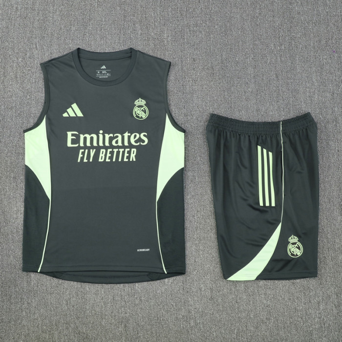 2025-26 RMA Army green Tank top and shorts suit