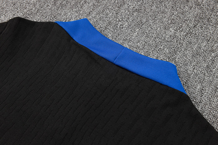 24-25 France Black Kids Half Pull Tracksuit (童装)(半拉链)