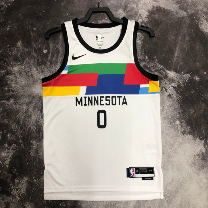 22-23 TIMBERWOLVES RUSSELL #0 White City Edition Top Quality Hot Pressing NBA Jersey