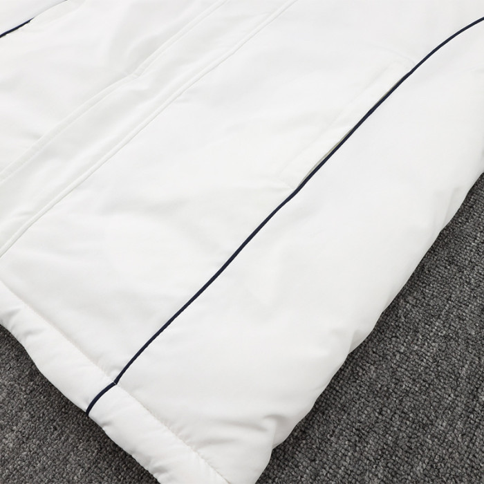 24-25 Argentina White Hooded Windbreaker Fabric Cotton Coat #G182(蓝标)