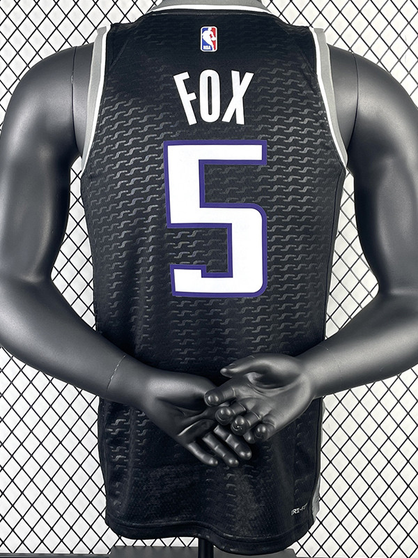 22-23 Kings FOX #5 Black Top Quality Hot Pressing NBA Jersey (Trapeze Edition)飞人版