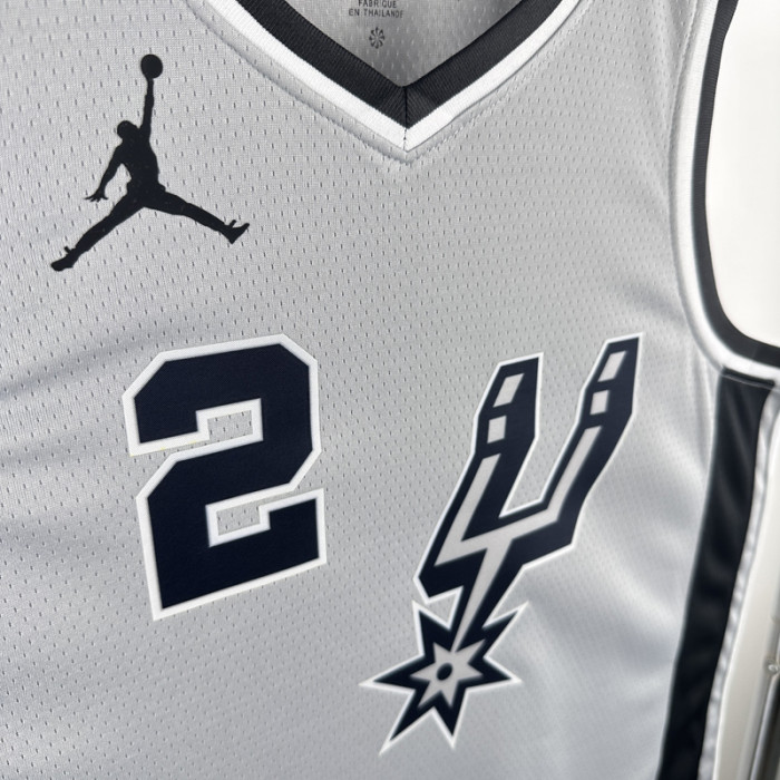 20-21 SA Spurs LEONARD #2 Grey Top Quality Hot Pressing NBA Jersey (Trapeze Edition) 飞人版