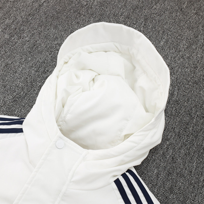 24-25 Cruzeiro White Hooded Windbreaker Fabric Cotton Coat #G213