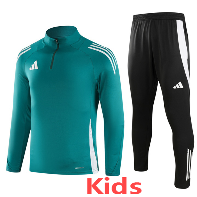2024 AD Green Kids Half Pull Tracksuit (童装)(半拉链)