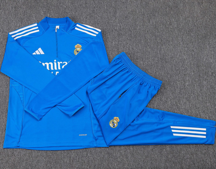 2025-26 RMA Lake blue Half Pull Tracksuit半拉链）