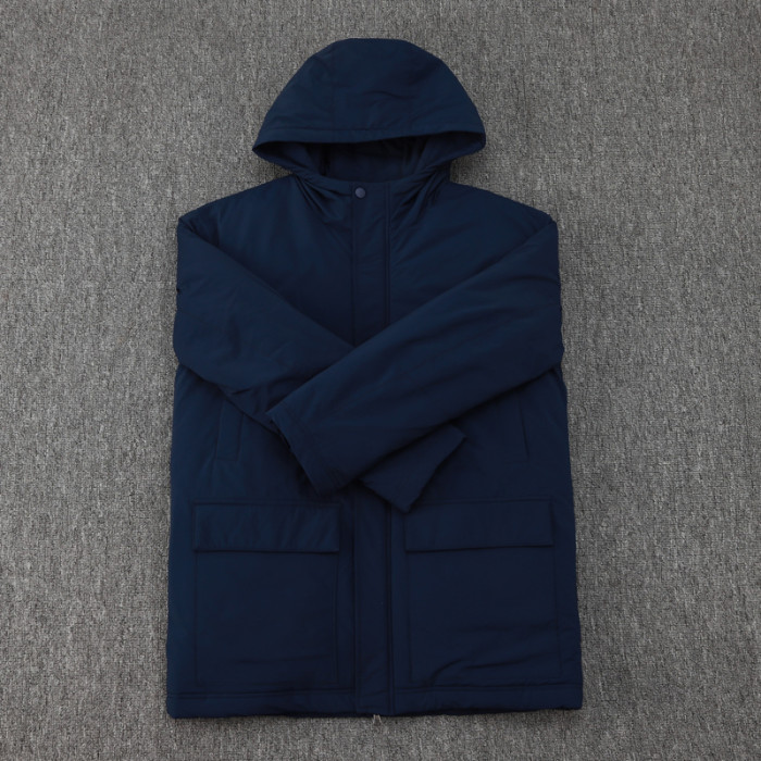 24-25 Dortmund Royal Blue Hooded Windbreaker Fabric Cotton Coat #G252