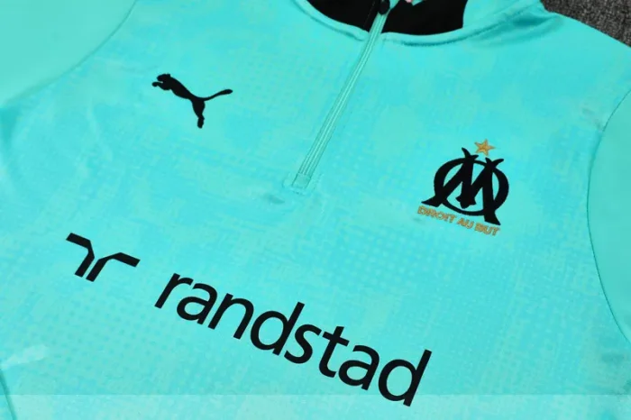 2025-26 Marseille Lake blue Half Pull Tracksuit (半拉链)