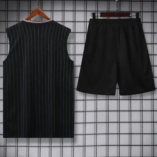25-26 Man Utd Black Tank top and shorts suit #条纹