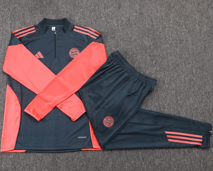 25-26 Bayern Dark gray Kids Half Pull Tracksuit #E25155(童装)(半拉链)