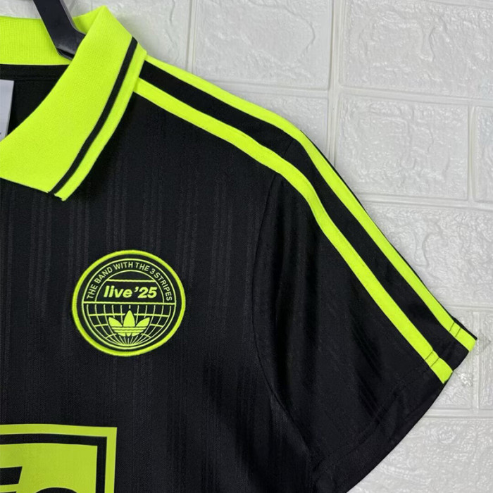 2025 Ad Oasis Joint Edition Black Polo Short Sleeve (荧光绿广告)