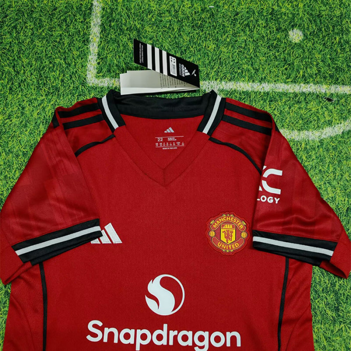 25-26 Man Utd Home Kids Soccer Jersey