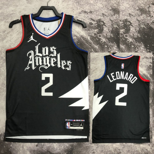 22-23 Clippers LEONARD #2 Black Top Quality Hot Pressing NBA Jersey (Trapeze Edition)