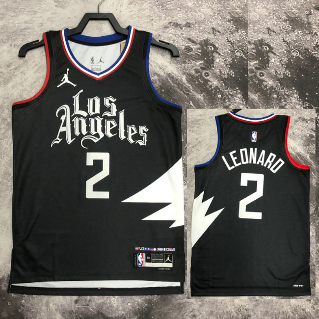 22-23 Clippers LEONARD #2 Black Top Quality Hot Pressing NBA Jersey (Trapeze Edition)