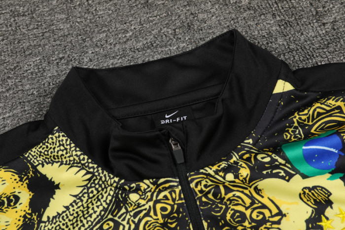 24-25 Brazil Yellow black Kids Half Pull Special Edition (童装)(半拉链)