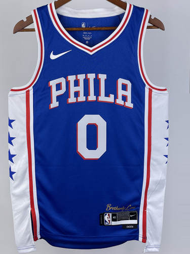 22-23 76ERS MAXEY #0 Blue Top Quality Hot Pressing NBA Jersey (V领）