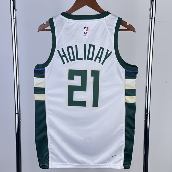 22-23 BUCKS HOLIDAY #21 Home White Top Quality Hot Pressing NBA Jersey(V领)