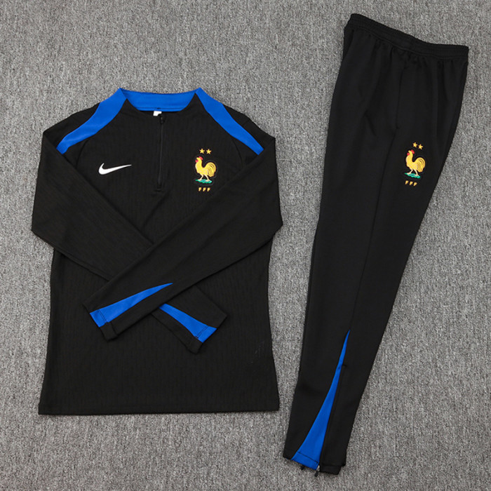 24-25 France Black Half Pull Tracksuit (半拉链)