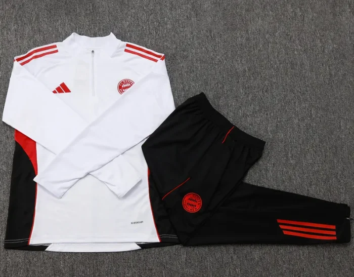 2025-26 Bayern White Kids Half Pull Tracksuit#E2542(童装)(半拉链)