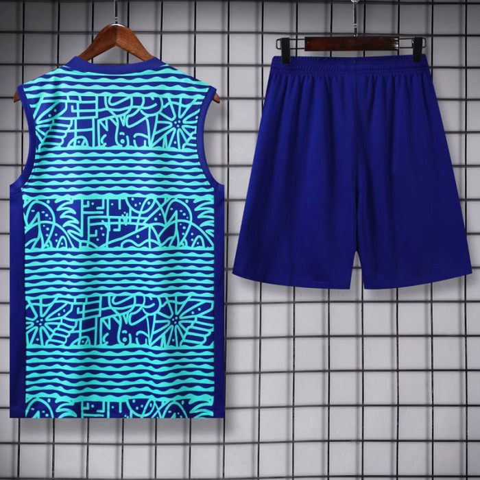 24-25 Brazil Fancy blue Tank top and shorts suit