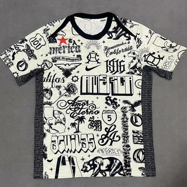 24-25 Club America Beige Black Training shirts