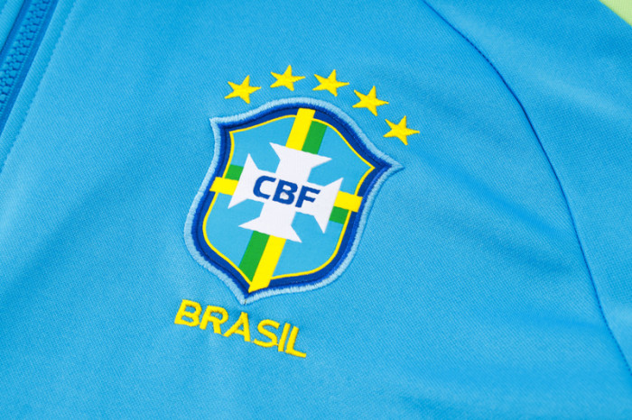 24-25 Brazil Lake blue Hoodie Half Pull Tracksuit #F567半拉连帽