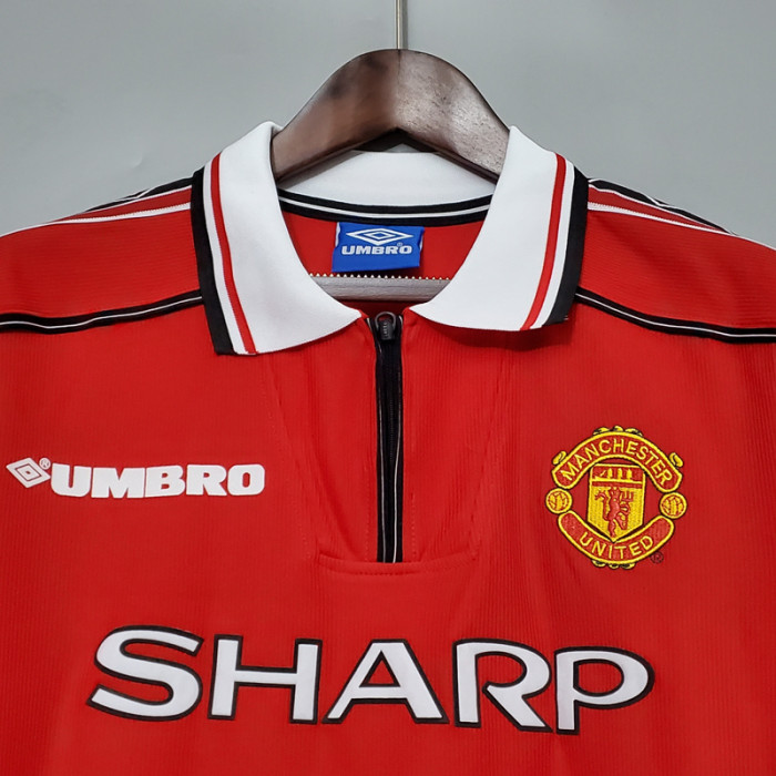 1998 Man Utd Home Long Sleeve Retro Soccer Jersey (长袖)