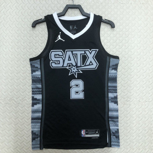 22-23 SA Spurs LEONARD #2 Black Top Quality Hot Pressing NBA Jersey (Trapeze Edition)