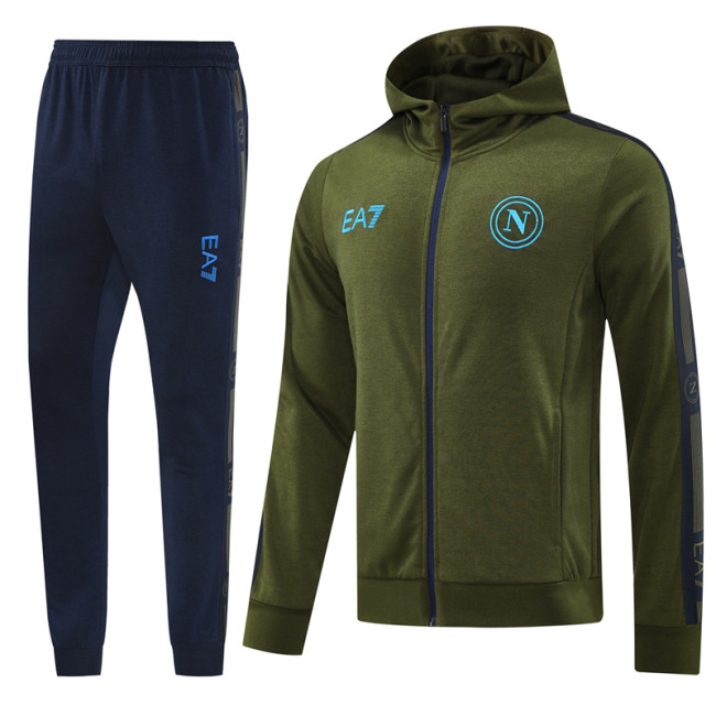24-25 Napoli Army green Hoodie Jacket Tracksuit #01