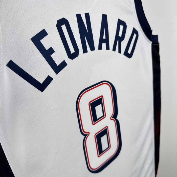 2024 Olympic Game USA LEONARD # 8 White Basketball Jersey