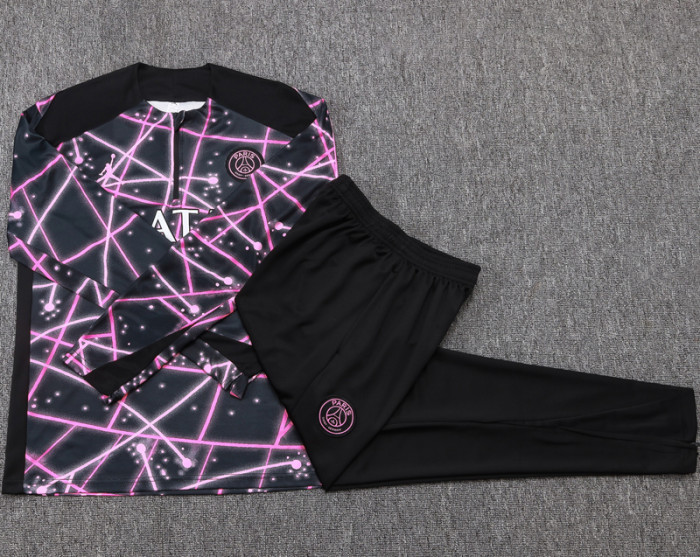 2025-26 PSG Jordan Black Purple Half Pull Tracksuit#B2565(半拉链)