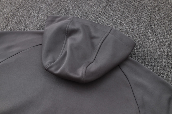 24-25 TOT Dark gray Hoodie Half Pull Tracksuit #F566半拉连帽