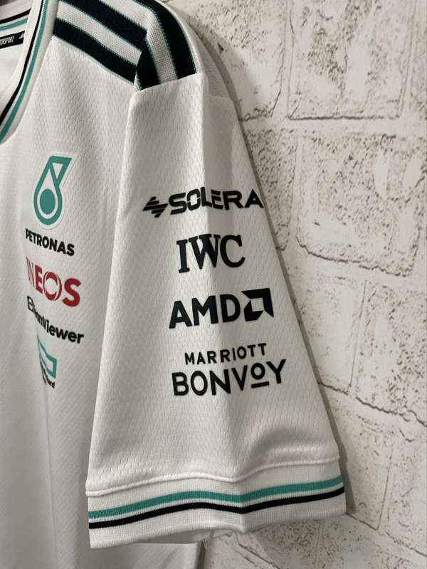 2025 F1 Mercedes White T-Shirts Racing Suit(圆领)