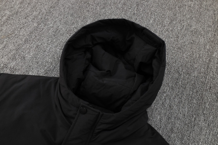 24-25 Sao Paulo Black Hooded Windbreaker Fabric Cotton Coat #G261