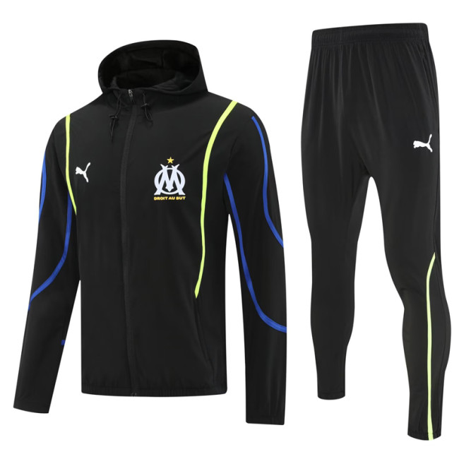 2025-26 Marseille Black Hoodie Jacket Tracksuit