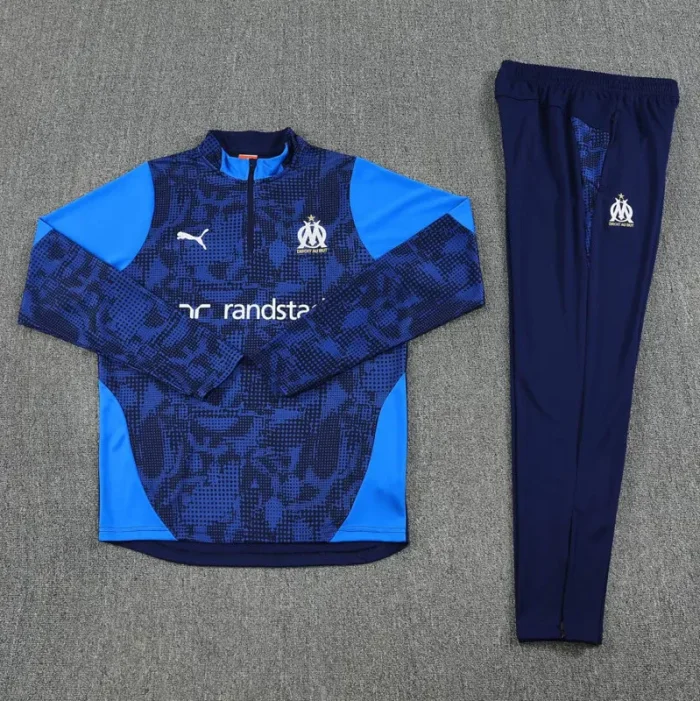 2025-26 Marseille Royal blue Half Pull Tracksuit (半拉链)