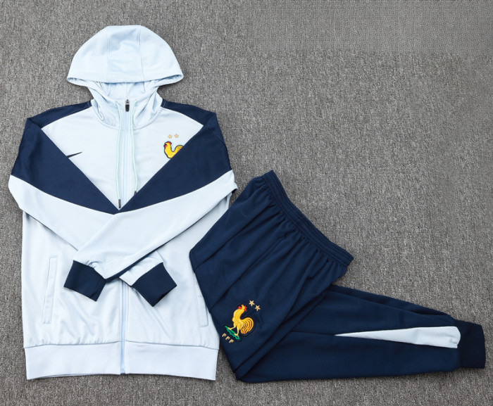 24-25 France Light blue Hoodie Jacket Tracksuit #F587