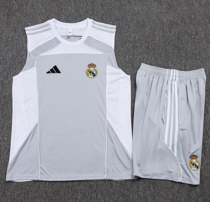 2025-26 RMA Grey white Tank top and shorts suit#D25151