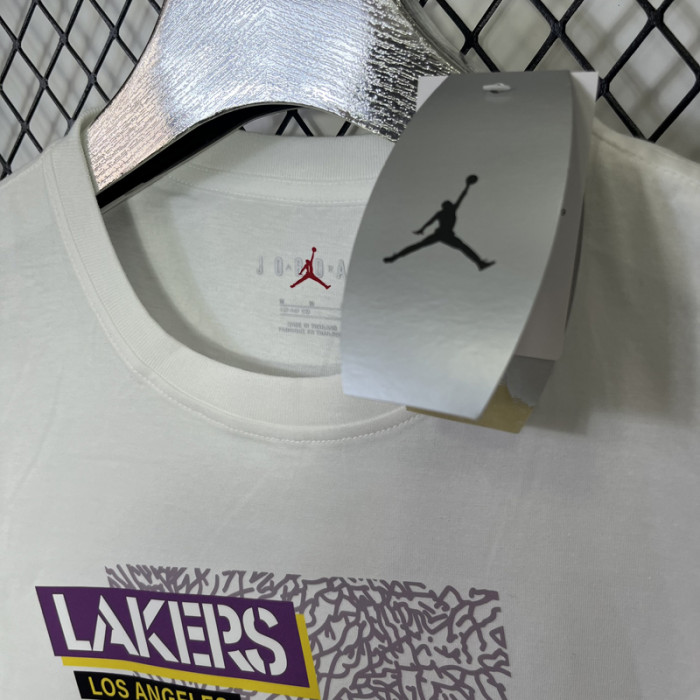 T132 Lakers Jordan White High Quality Casual T-Shirt